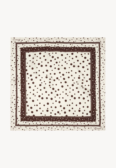Beige silk DOTTI scarf in a polka dot print.