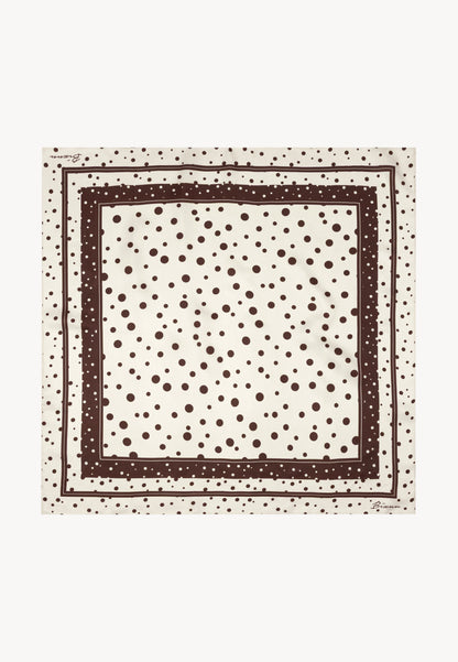 Beige silk DOTTI scarf in a polka dot print.