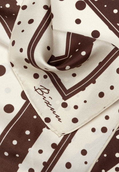 Beige silk DOTTI scarf in a polka dot print.