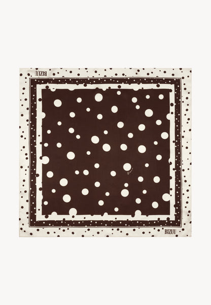 Brown silk DOTTI scarf in a polka dot print.