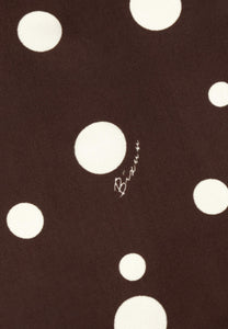 Brown silk DOTTI scarf in a polka dot print.