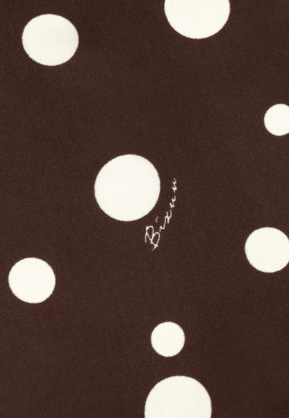 Brown silk DOTTI scarf in a polka dot print.