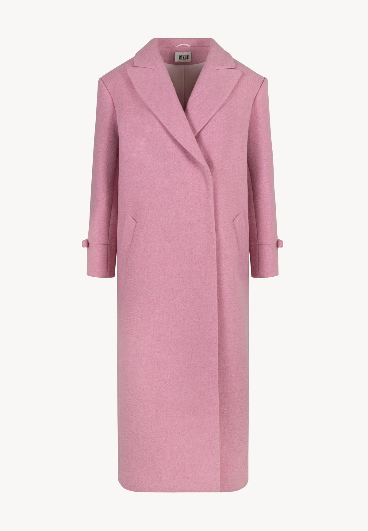 Front view of the classic ERICE coat in pink.