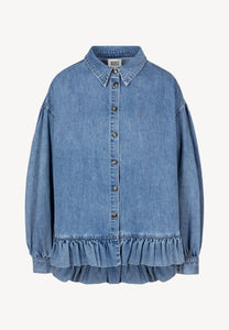 Denim FALBI shirt with a decorative ruffle