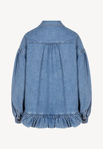 Denim FALBI shirt with a decorative ruffle