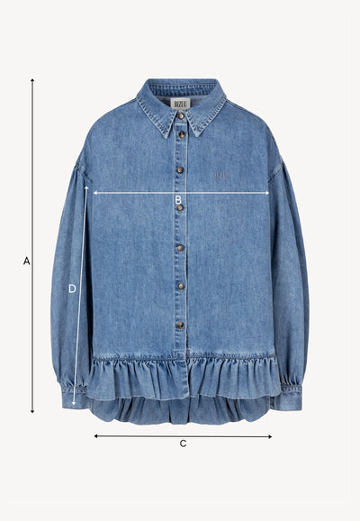 Denim FALBI shirt with a decorative ruffle