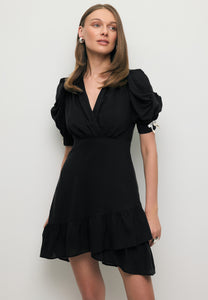 Black FAMOSA mini dress with puffed sleeves