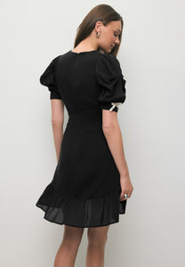 Black FAMOSA mini dress with puffed sleeves