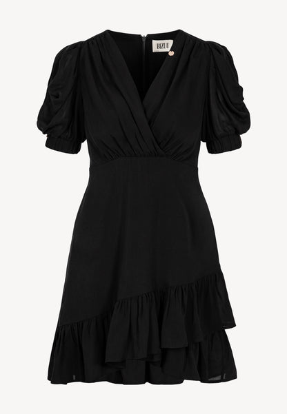 Black FAMOSA mini dress with puffed sleeves