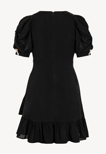 Black FAMOSA mini dress with puffed sleeves