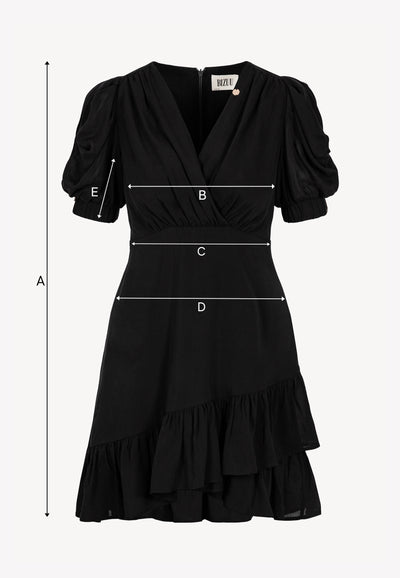 Black FAMOSA mini dress with puffed sleeves