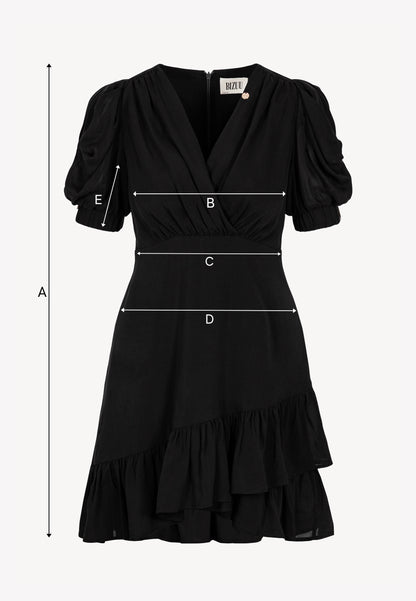 Black FAMOSA mini dress with puffed sleeves
