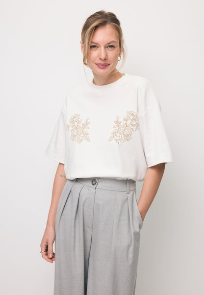 Cream T-shirt with original graphic FANYA