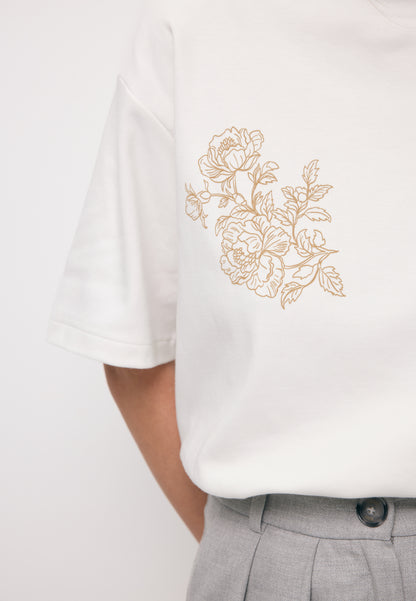 Cream T-shirt with original graphic FANYA