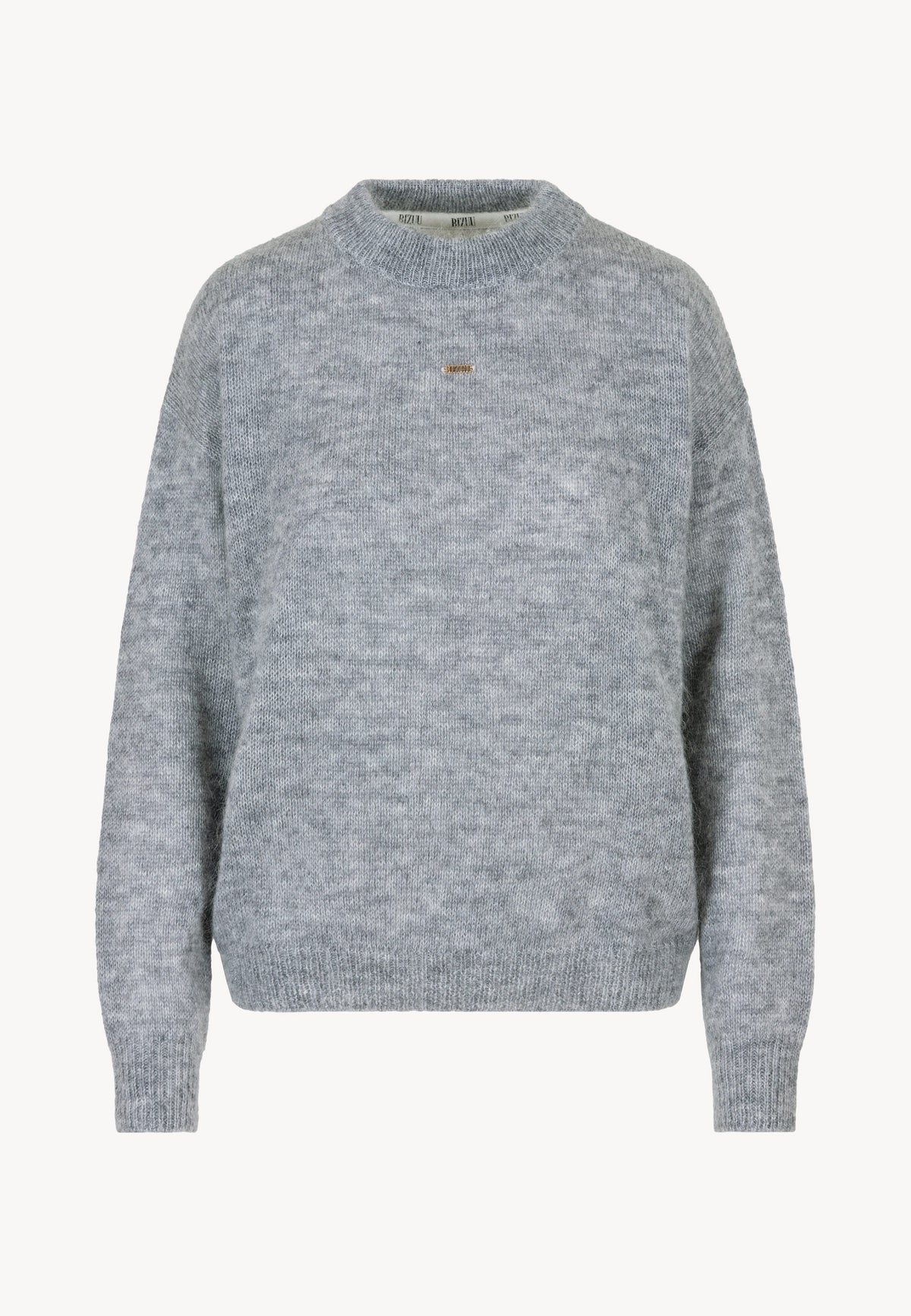 Gray wool FAROA sweater with front logo.