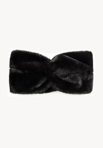 Black FEMI faux fur headband.