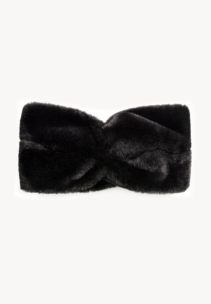 Black FEMI faux fur headband.