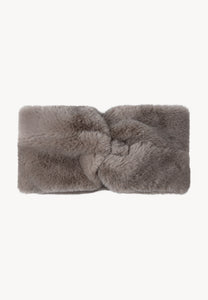 Taupe FEMI faux fur headband.