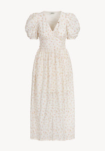 Cream maxi dress in the author's FIFFI print