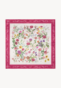 Pink silk FIORIA scarf in a floral print.
