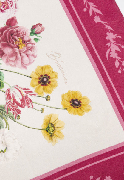 Pink silk FIORIA scarf in a floral print.