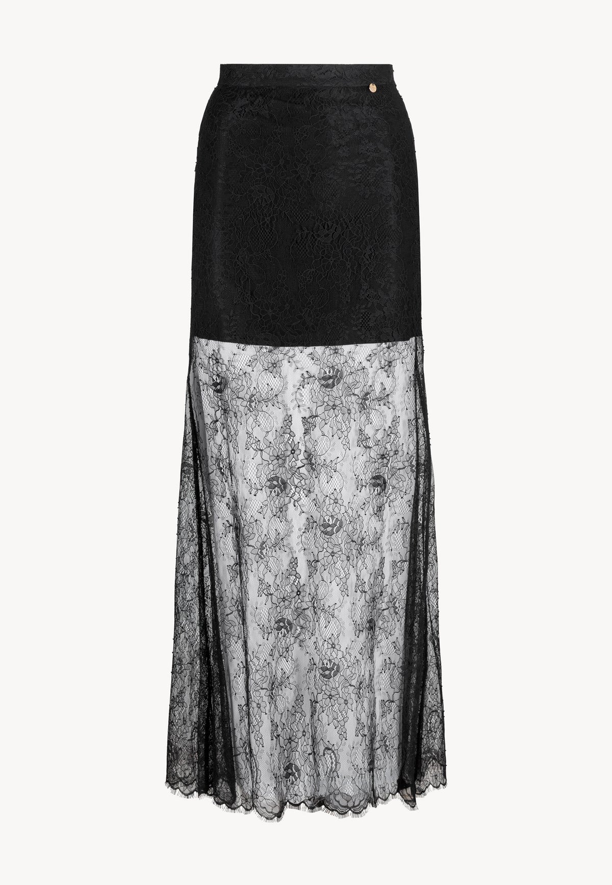 Black lace FLACE maxi skirt.