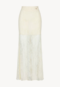 A cream FLACE lace skirt.
