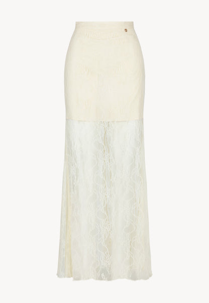 A cream FLACE lace skirt.