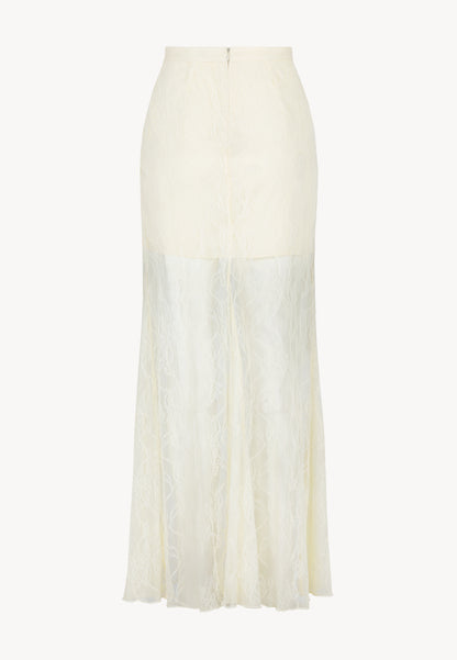 A cream FLACE lace skirt.