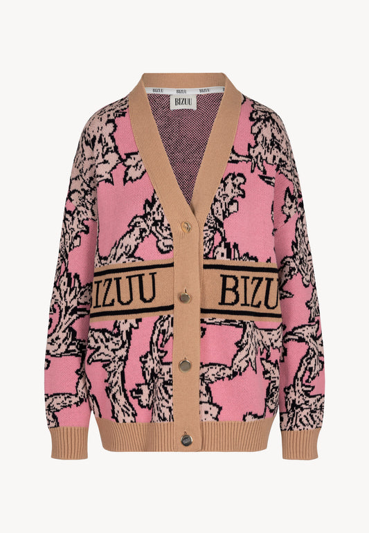 Pink sweater with floral pattern FLORANA