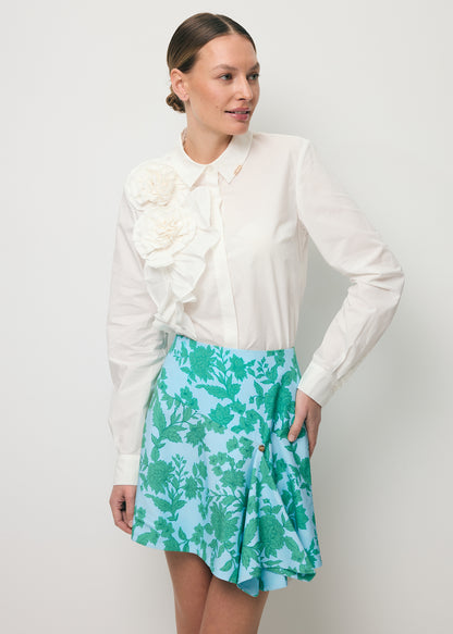 White shirt with decorative flowers FLOWYA