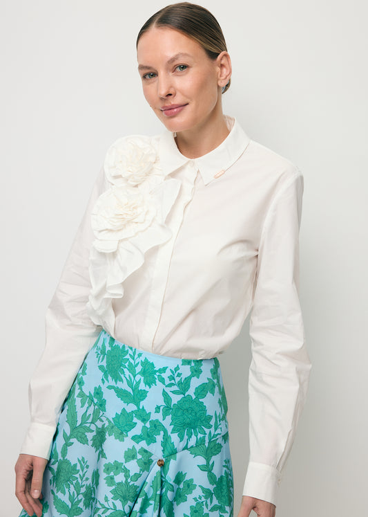 White shirt with decorative flowers FLOWYA