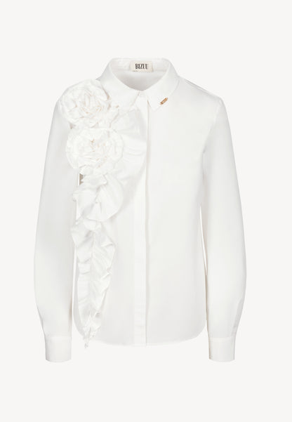 White shirt with decorative flowers FLOWYA