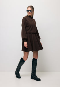 Brown FOXI mini dress with a flared hem