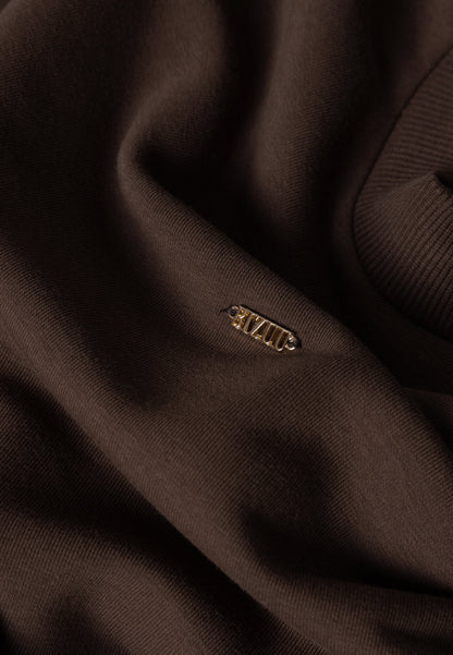 Brown FOXI mini dress with a flared hem