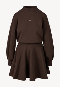 Brown FOXI mini dress with a flared hem