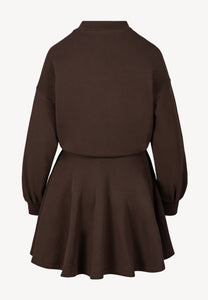 Brown FOXI mini dress with a flared hem