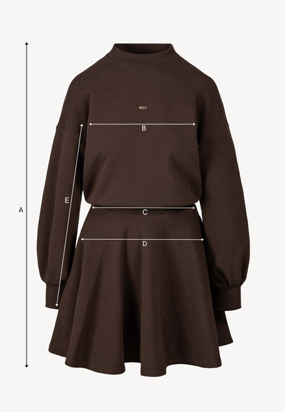 Brown FOXI mini dress with a flared hem