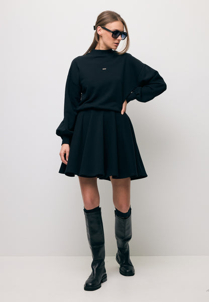 Black mini dress with flared hem FOXI