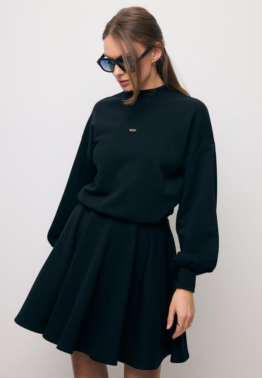 Black mini dress with flared hem FOXI