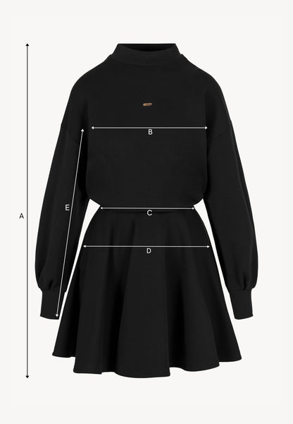 Black mini dress with flared hem FOXI