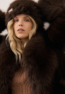 Brown faux fur FURRA hat.