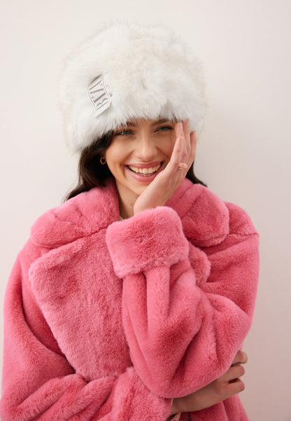 Cream faux fur FURRA hat.