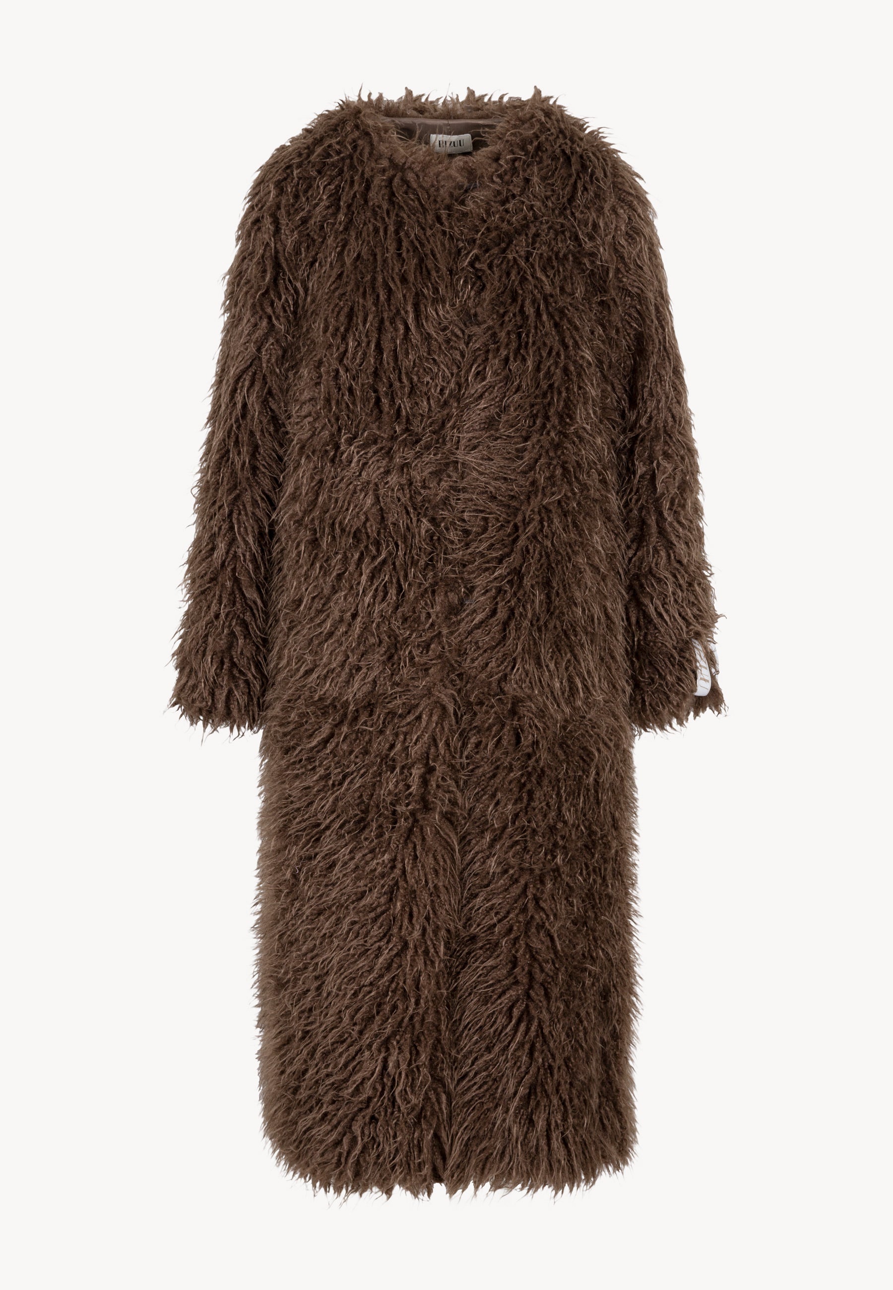 Brown long-hair faux fur GENUA coat. – Bizuu