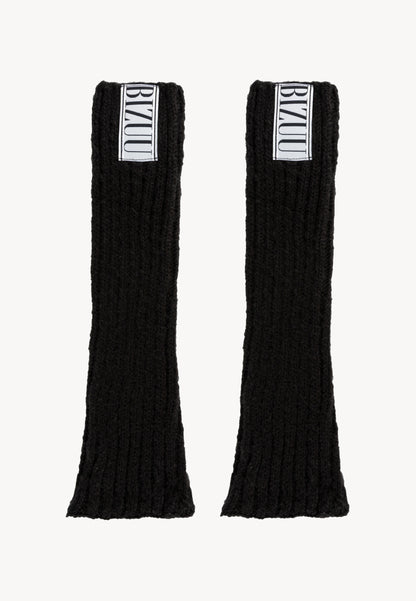 Black ribbed knit mittens GINGI