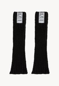 Black ribbed knit mittens GINGI