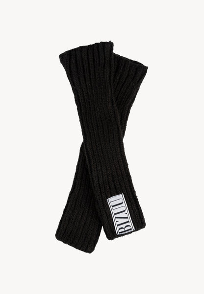 Black ribbed knit mittens GINGI