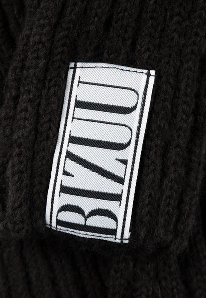 Black ribbed knit mittens GINGI