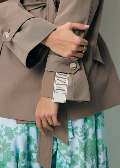 Short double-breasted trench coat RACHY in taupe
