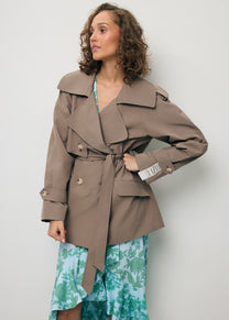 Short double-breasted trench coat RACHY in taupe
